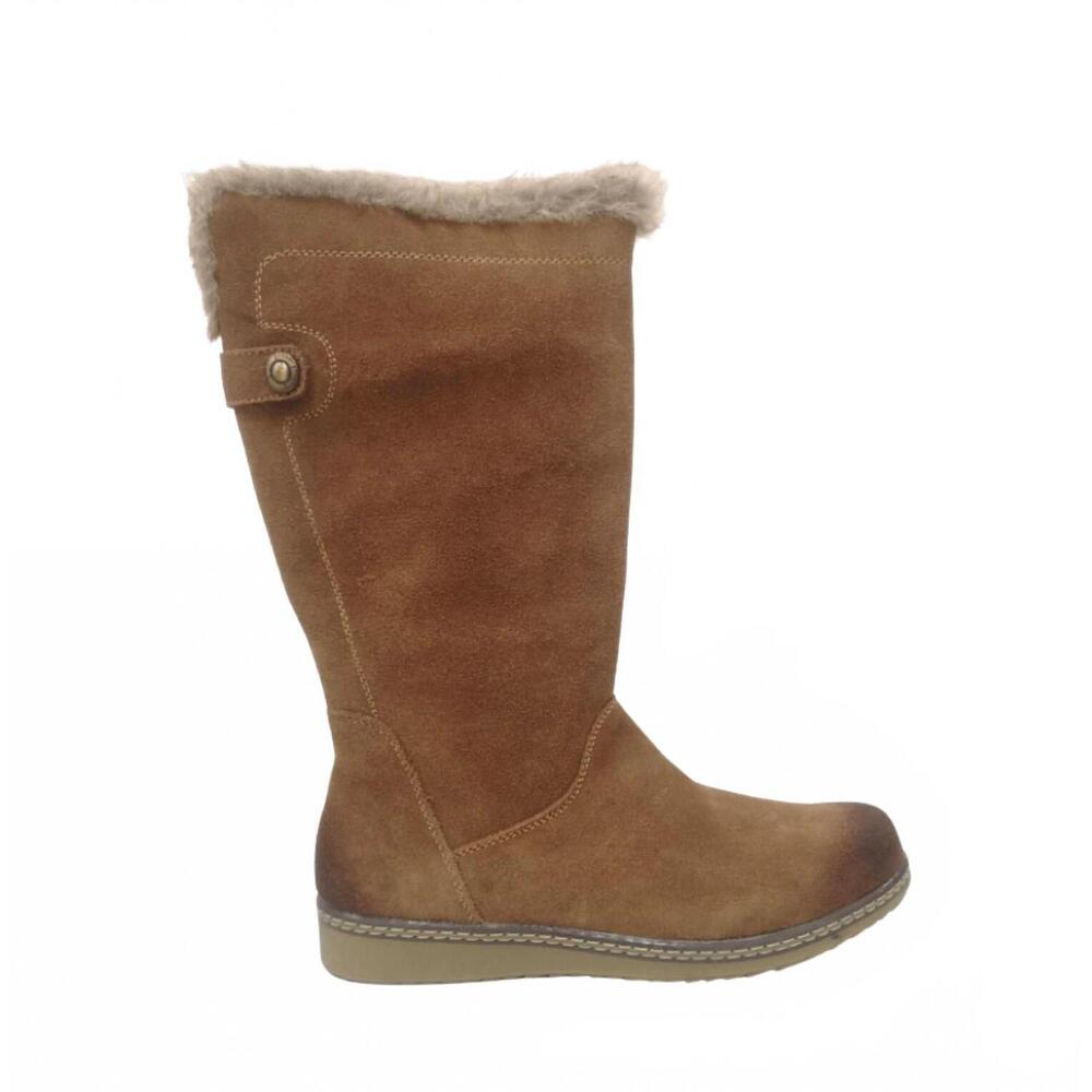 NEW SPRING STEP SHOES women's popkorn fur lined tall boots in brown